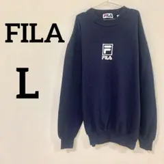 【FILA】ロゴ刺繍スウェットトレーナー ネイビー L メンズのサムネイル
