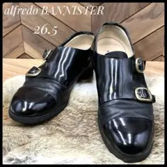 美品✨アルフレッドバニスター　ダブルモンクストラップ　本革　ブラック　約26.5のサムネイル