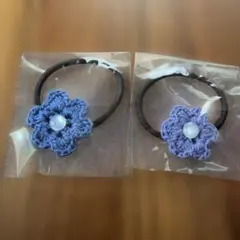 ハンドメイド ヘアゴム 編み物 花 毛糸