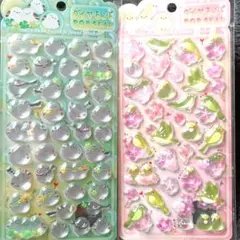 鳥　シマエナガ　ボンボン　立体　ドロップ　3D　花　シール　ダイヤモンド　ポップ