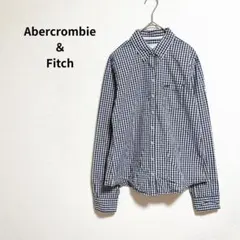 【アバクロンビー＆フィッチ】 ギンガムチェック ボタンダウン 長袖 シャツ 紺白