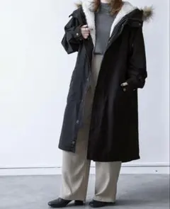 somari ネイビー ファー付きモッズコート サイズ1 - メルカリ