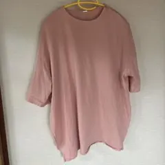ピンク 五分袖 チュニック　肩にファスナー付いてます。