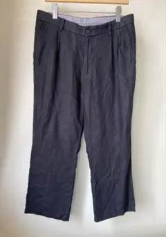 Eddie Bauer ワイド　ツータックリネンパンツ　スラックス黒ブラック33のサムネイル