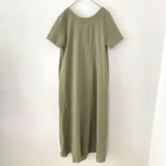 titivate リネン混 バックシャン ロングワンピース カーキ　麻混のサムネイル