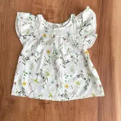 美品　肩フリル　シャツ　半袖　ノースリーブ　花柄