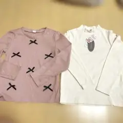 長袖カットソーセット ピンク・アイボリー　120