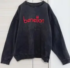 benetton ベネトン ブラック トレーナー M メンズ　古着　アメカジのサムネイル