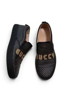 GUCCI グッチ スリッポン ブラック レザー　7 黒　スター　26cm前後
