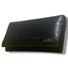 グッチ 長財布 2つ折り財布 インターロッキング プレート レザー ブラック