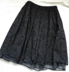 TO BE CHIC ブラック レース フレアスカート 38 Mサイズのサムネイル