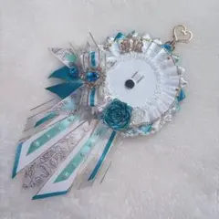 ハンドメイド ロゼット 痛ロゼット ホワイトベース ミントグリーン ブルー