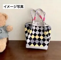 新品　ニットバッグ　ハンドバッグ　ミニトートバッグ　厚手