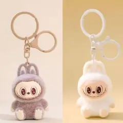 labubuラブブキーホルダー2体セットブラウンとホワイト変更可能