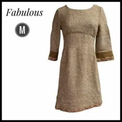 良品　Fabulous ファビュラス　Mサイズ 七分袖　ワンピース　レーヨン　毛