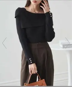 RANAN アシメオフショルニットトップス