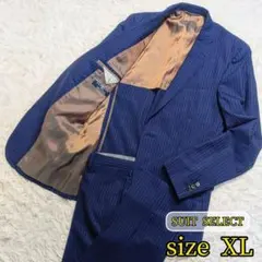 【SUIT SELECT✨XL】ウール スーツ セットアップ ストライプ 細身