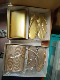 ゴールド 和装用バッグと草履のセット