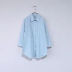 UNIQLO／レギュラーカラーストライプシャツ／4分袖／ブルー／Ｌ