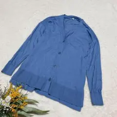 【ユニクロ】UNIQLO UVカットVネックロングカーディガン ブルー S ●