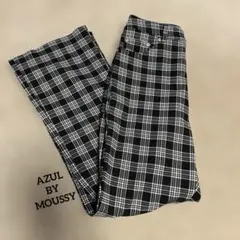 【美品】AZULチェック柄 フレアパンツ ブラック×ホワイト