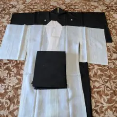 夏用　正絹　絽の黒5つ紋付・夏帯・長襦袢　3点セット　喪服　帯　黒