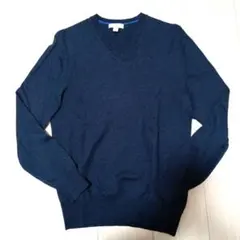 Gap エクストラファインメリノウール Vネックセーター S ネイビー1232番
