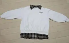 SISTERJENNI ホワイト チェック柄 トレーナー 150cm