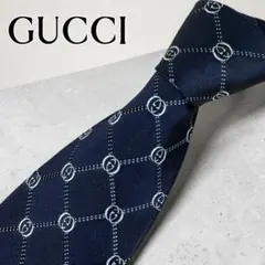 GUCCI グッチネクタイ インターロッキングG ネイビーのサムネイル