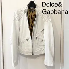 ★Dolce&Gabbana 本革 レザージャケット 革ジャン ホワイト