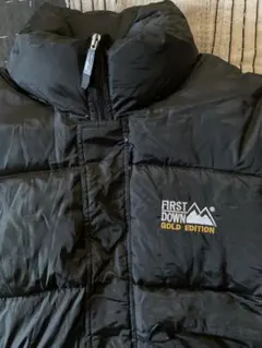 90s XL first down vtg ダウン ジャケット gold 黒