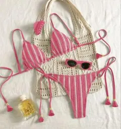 Swim Mod ビキニ 水着 ピンクストライプ レディース XS