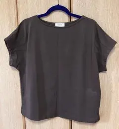 【オペークドットクリップ 】半袖トップス　Tシャツ　カットソー　ブラウン