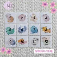2026年版 マンスリーカード ましかく 花柄 水彩