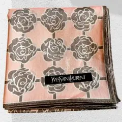 新品未使用✨イヴサンローラン　バラ　大判ハンカチ　バンダナ　ピンク　万能サイズ