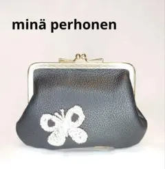 ♥ハンドメイド♥牛革　ミナペルホネン蝶々刺繍付き　角型口金ポーチ＆がま口財布