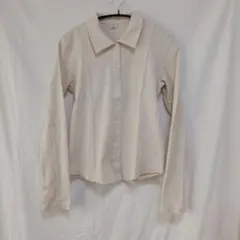 GU リブポロカーディガン　ベージュ 　長袖 　Mサイズ