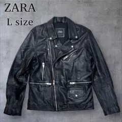 【美品】ZARA ザラ メンズ ダブルライダース レザージャケット 黒 本革