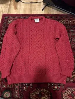 Carraig Donn古着フィッシャーマンニット 赤　L
