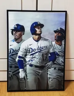 RINSUKAM ドジャース MLB！A3ポスターフレーム付きセット LAドジャース カーショー MLB！A3サイズポスターフレーム付き 野球