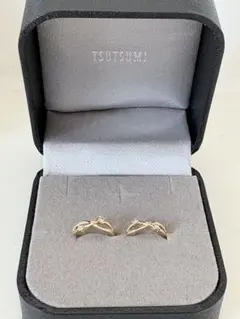 TSUTSUMI K14WG ダイヤモンドピアス 中折れ式ダイヤフープピアス