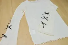 milybilet 袖リボンスラブシアージャガードプルオーバー Sサイズ