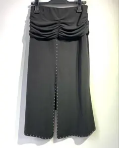 Y5865★M★黒 スリットインナーパンツ付 スカート ☆社交ダンス