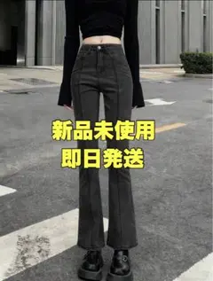 【新品未使用】SHEIN ハイウエスト ブーツカットジーンズ ブラックのサムネイル