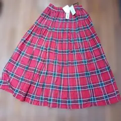 merlot レッド チェック柄 フレアスカート F