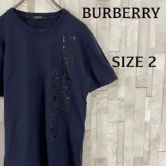 【美品】BURBERRY BLACK LABEL 半袖Tシャツ 2 ネイビー