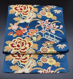 高級　正絹　洒落帯　名古屋帯　アンティーク　花柄　金糸　古典柄　416