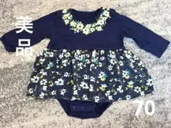 【SALE】コムサイズム　ネイビー お洒落なフラワープリントロンパース