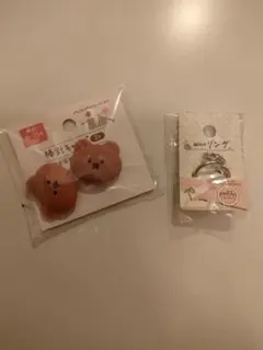 編み物　棒針　ニードルキャップ(熊)　2つ(1組)　＆　編み物用リング　値下❌