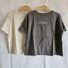120cm 西松屋 Tシャツ2枚セット グレー ベージュ